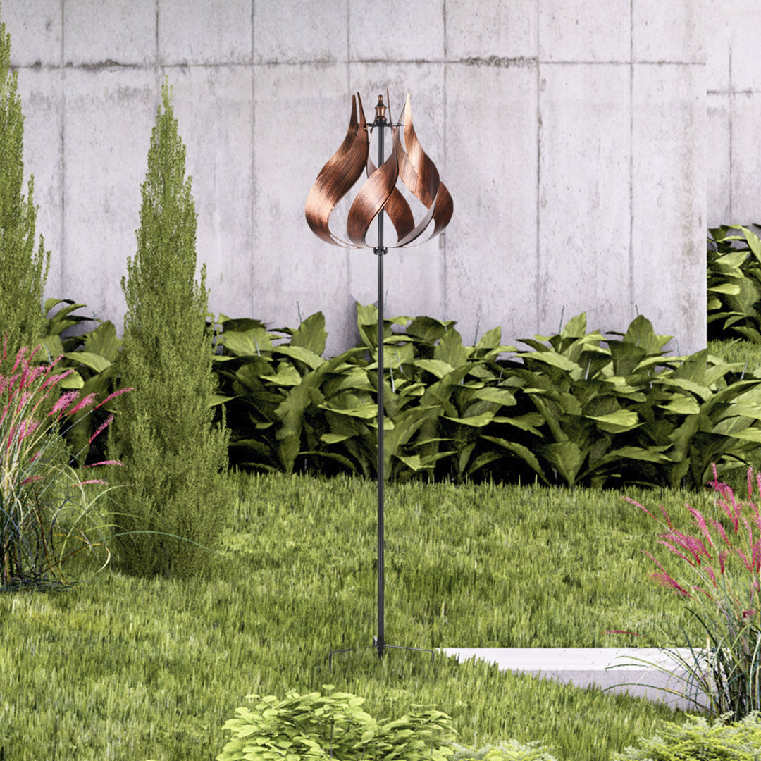 Lenda 70" Outdoor Tulip Kinetic Windmill Sculpture  – Decorative Garden Spinner for Yard or Patio